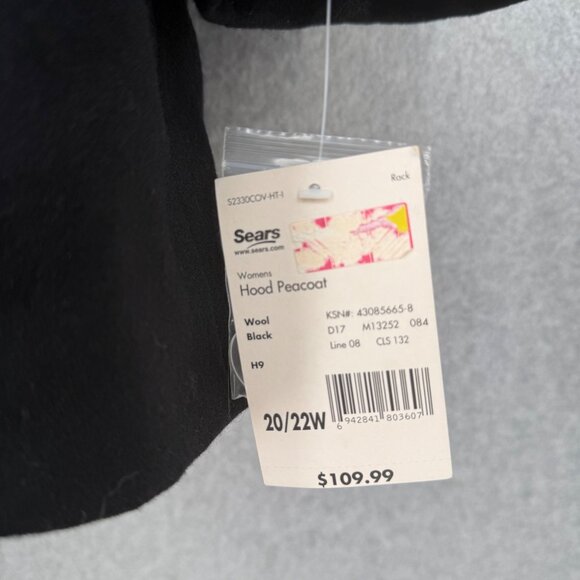 Covington Womens Wool Hooded Peacoat Size 22W Black Double Breasted Classic NEW - Picture 4 of 14